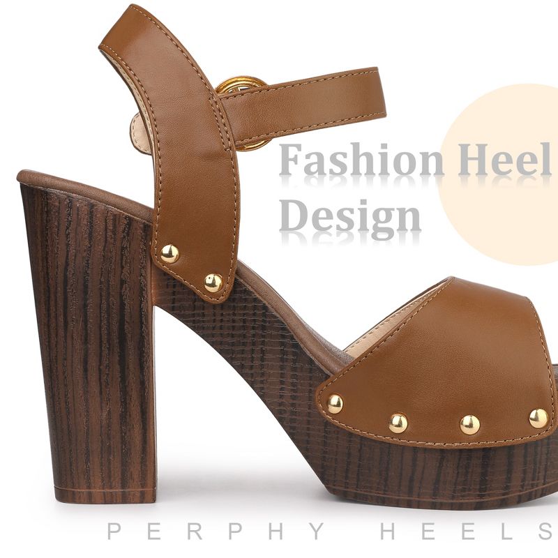Perphy Platform Buckle Ankle Strap Chunky High Heels Sandals for Women, 4 of 7