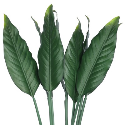 Unique Bargains Plastic Artificial Fake Stem Leaf Branches Decor Green 10 Pcs