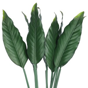 Unique Bargains Plastic Artificial Fake Stem Leaf Branches Decor Green 10 Pcs - 1 of 4