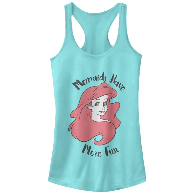 Juniors Womens The Little Mermaid Ariel Mermaids Have Fun Racerback Tank Top, 1 of 4