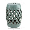 Infurnic Patio End Tables Elegant Table with Woven Lattice Design and Glazed Strong Materials Decorative End Table Outdoor, Blue, 12.5"*12.5"*18" - 3 of 4