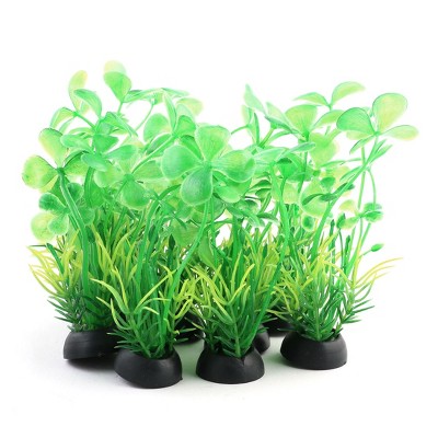 Unique Bargains Fish Tank Plastic Landscape Artificial Grass Decoration Plant Green 10 Pcs