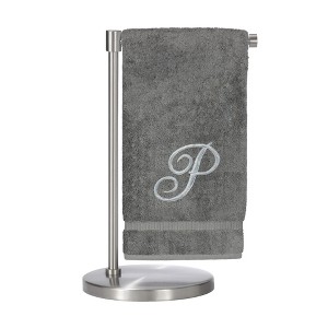 BC BARE COTTON Monogrammed Bath Towel, Personalized Gift, 27 x 54 inches - Set of 1 - Gray - Silver Script - 1 of 4
