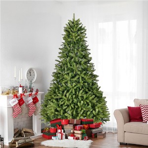 Whisen 9FT Artificial Christmas Tree with 2576 PE&PVC Mixed Branch Tips, Foldable Metal Stand - Green - 1 of 4