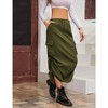Women Y2k Cargo Long Skirt Low Waist Drawstring Maxi Skirt Ruched Vintage Slit Cargo Skirt with Pockets - 3 of 4