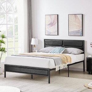 VECELO Bed Frame with Wooden Headboard, Heavy-Duty Platform Bed - 1 of 4