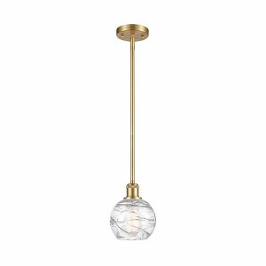 Athens Deco Swirl - 1 Light Stem Hung Mini Pendant In Industrial Style-8 Inches Tall and 6 Inches Wide - 1 of 1