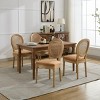 French Country Rattan Back Dining Chairs Set of 2 with Linen Seat and Carved Wood Frame for Dining Room-Cuddlewood - 3 of 4