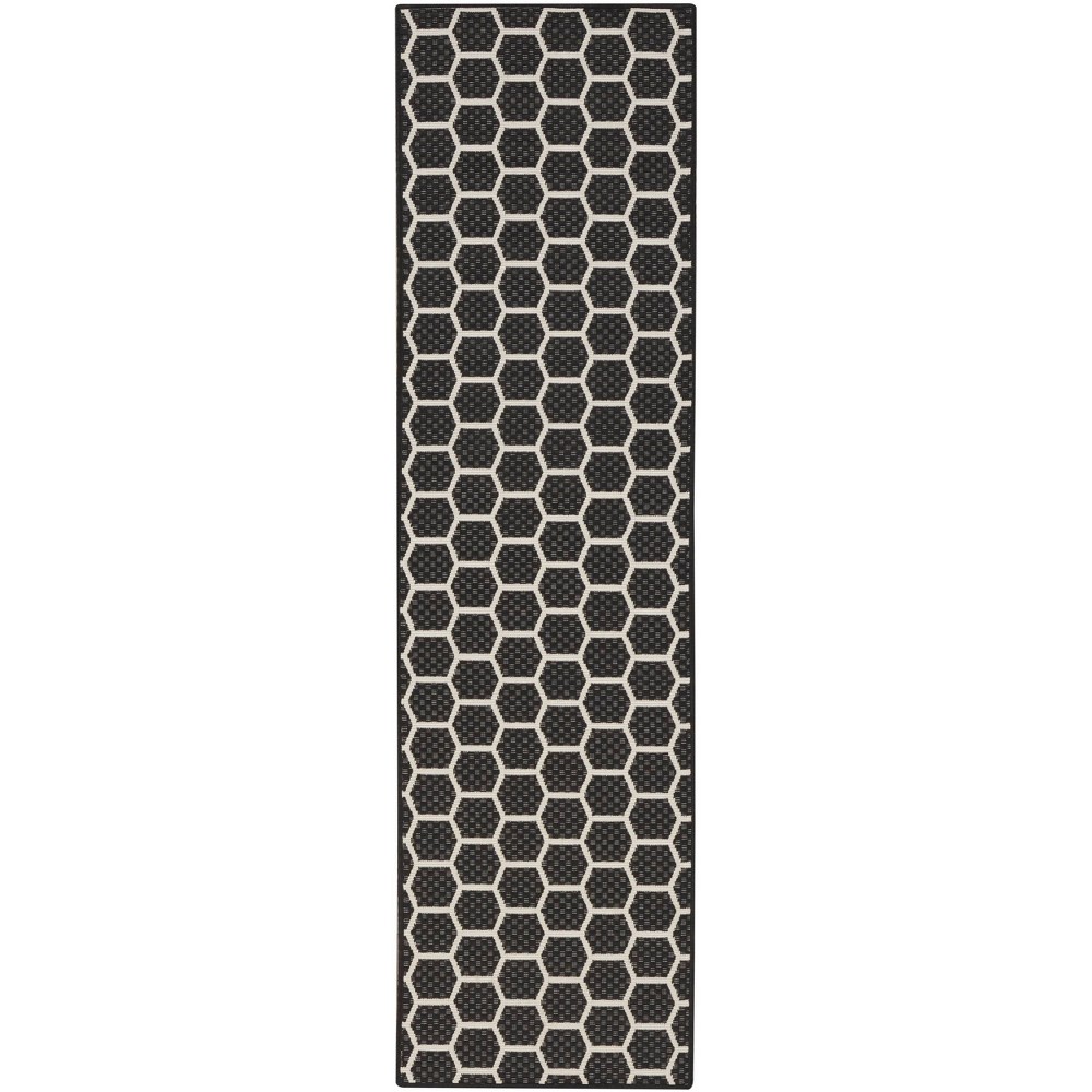 Photos - Area Rug Nourison 2'2"x8' Reversible Basics Woven Indoor/Outdoor Runner Rug Black 