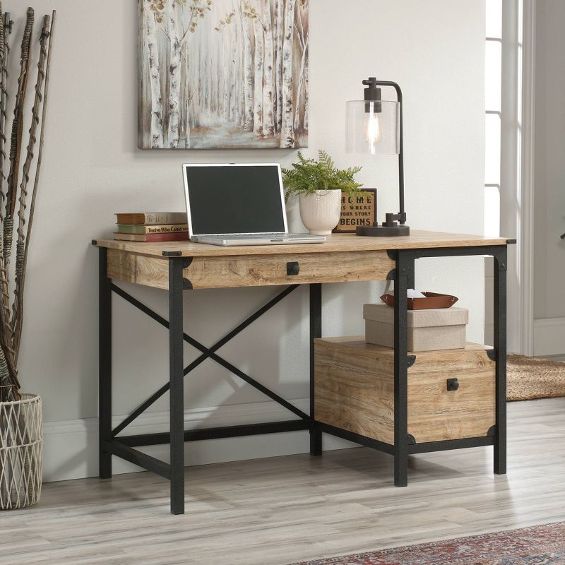 Steel RiverDesk Distressed Brown - Sauder: Office Workstation with File Storage, Milled Mesquite Finish, 3 of 17