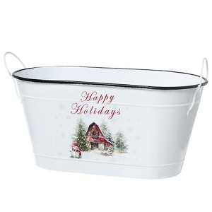 The Lakeside Collection Holiday Metal Storage Bin - Barn - 1 of 4