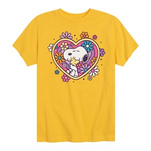 Boys' - Peanuts - Hug Heart Flower Short Sleeve Graphic T-Shirt - 1 of 4