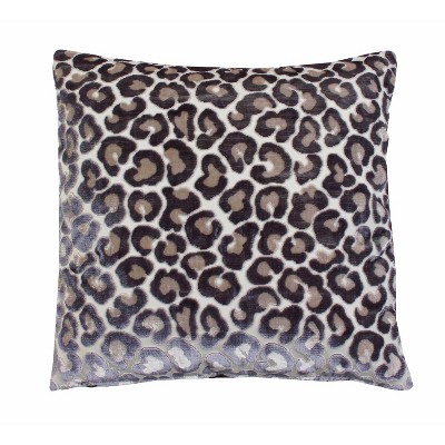 22"x22" Chester Cheetah Cut Velvet Square Throw Pillow Brown - Decor Therapy