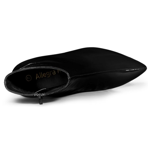 Botines de tacón grueso con cremallera lateral y punta afilada para mujer de Allegra K 5