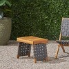 Folding Outdoor Side Table with Acacia Wood Top and Woven Straps for Balcony or Garden-Maison Boucle - 3 of 4