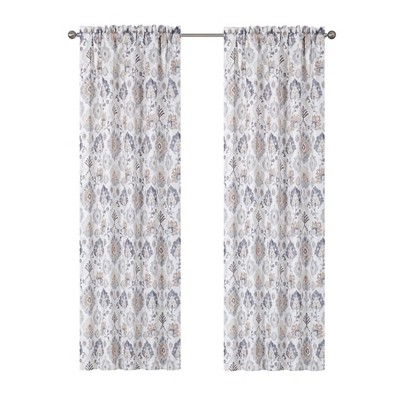 Kate Aurora Contemporary Influencer 2 Piece Water Color Damask Medallion Rod Pocket Window Curtain Panels