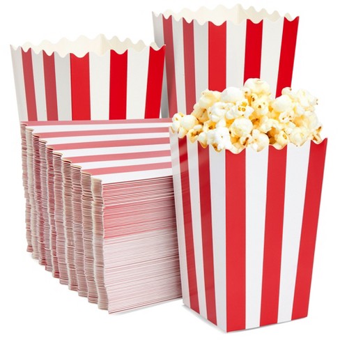 100 Pack White Popcorn Boxes for Party, 46 oz Bulk Paper Popcorn Containers for Movie Night, Carnival Decorations (7.8 x 4.25 x 4.25 in)