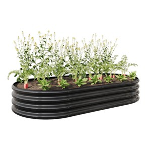 SEVOBAL Planters Raised Garden Bed Outdoor, Oval Large Metal Raised Planter Bed for Plants, Vegetables, Flowers, Black, 70.86"*35.43"*11.42" - 1 of 4