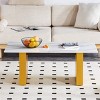 GlasFlength Coffee Tables Modern Minimalist Tempered Glass Desktop Table with Decorative Columns For Living Room, White, 43.3"*23.6"*17.3" - 2 of 4