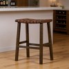 HomeRoots 30" Brown Faux Leather and Solid Wood Backless Bar Height Bar Chair - 2 of 4