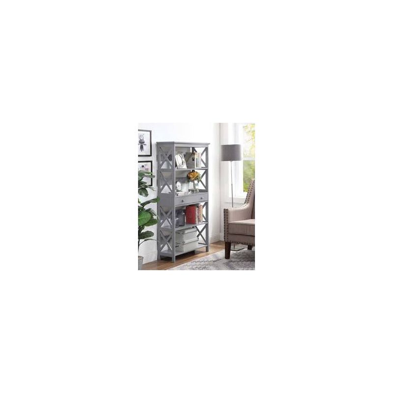 59.75" Breighton Home Xavier 5-Shelf Bookcase with Drawer, 4 of 7