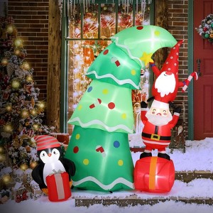 6 FT Christmas Inflatable Decoration, Inflatable Christmas Tree with Elf and Santa Claus, Blow Up Yard Decorations for Holiday Party Yard Lawn Garden - 1 of 4