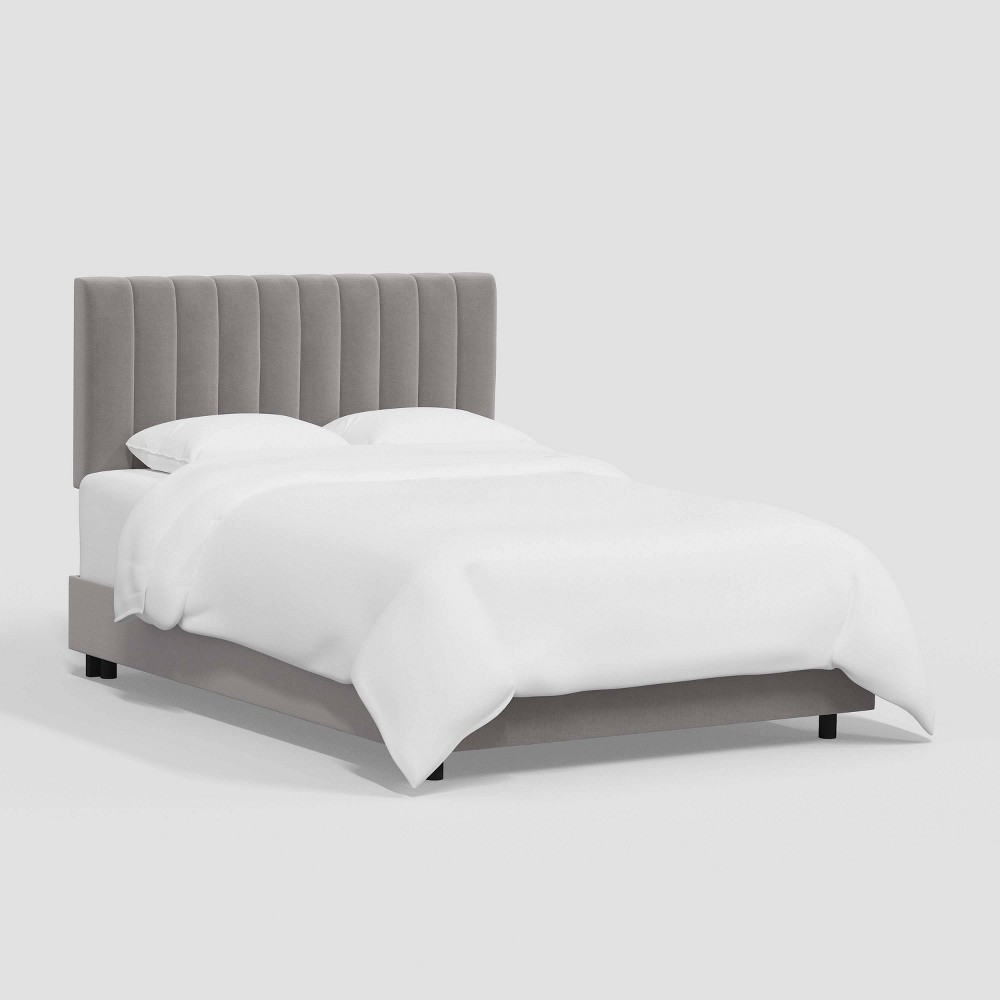 Twin Lennon Bed in Luxe Velvet Titan Steel - Threshold™: Channel Tufted, Pine Frame, 41"x78"