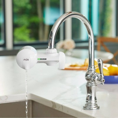 PUR Horizontal White Faucet Mount Water Filtration System