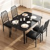 Black Glass Dining Table Set, Kitchen Table Chairs Set Comfortable PU Cushion - 2 of 4