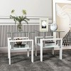 KTMBDW Set of 2 Rectangular Tempered Glass Coffee with Metal Leg, Modern 2-Tier Center Tea Tables for Small Space, Waiting Room, Office - 4 of 4