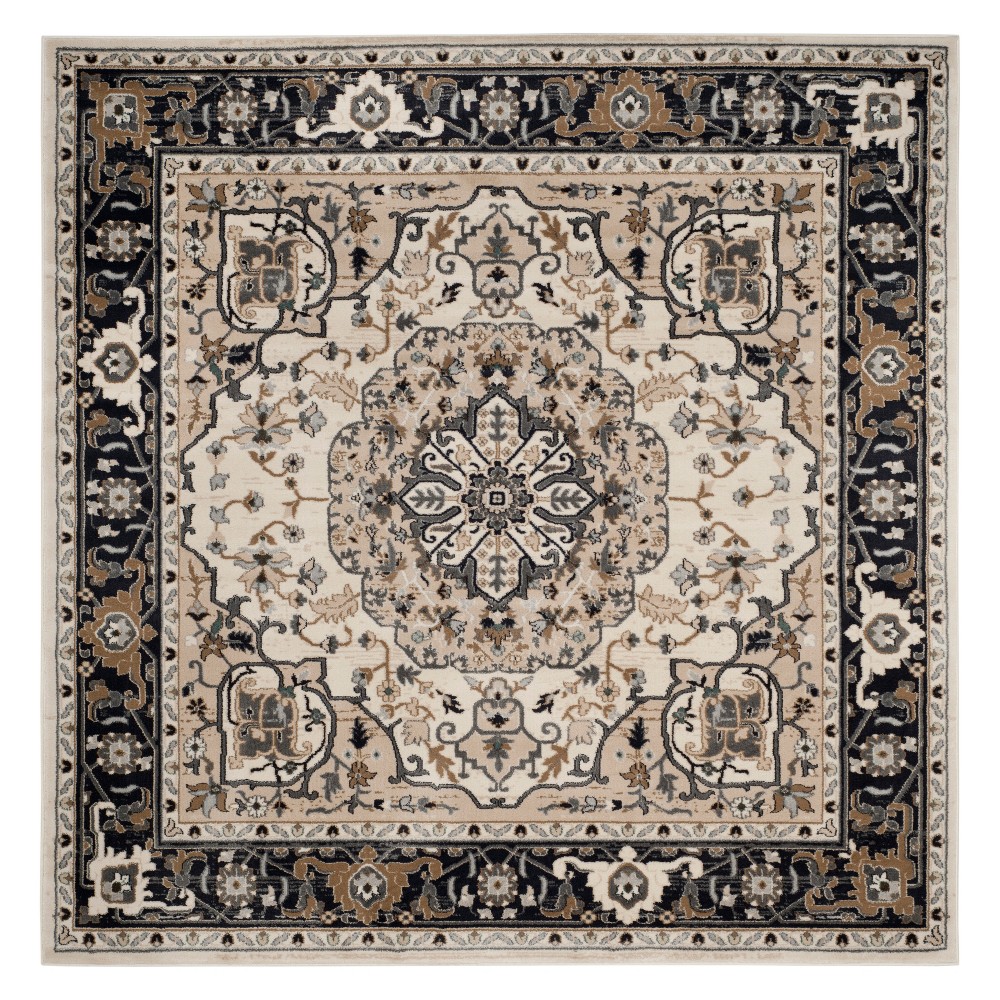 7'x7' Medallion Loomed Square Area Rug Cream/Navy - Safavieh