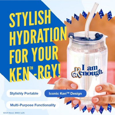 Barbie x Dragon Glassware 16 oz Clear Glass Tumbler Set with Lids and Straws