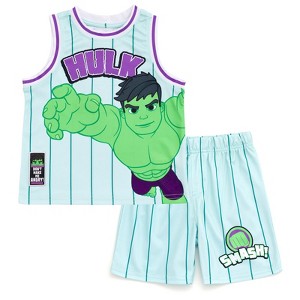 Marvel Mesh Jersey Tank Top Shirt and Basketball Shorts Outfit Set Toddler Sizes (2T - 18-20) - 1 of 4