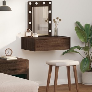 Clihome Modern Minimalist Dressing Table, Elegant Vanity with Clear Mirror and Smart Storage Drawers Design for Daily Organization - 1 of 4