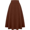 Women's Plaid Wool Skirt - Elastic Waist A-Line Pleated Tartan Long Skirt Long Pure Coffee - 2 of 4