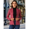 INSPIRE CHIC Women's Faux Suede Belted Lapel Single Breasted Work Outwear Blazer - 2 of 4