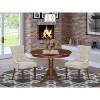HomeStock 3-Pc Mahogany Finish Solid Wood Top - Round Dining Room Set - Seats 4 - 2 of 4