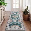 Boho Washable Rug Soft Oriental Printed Distressed Rug Vintage Floral Throw Carpet - 2 of 4