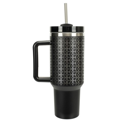 Elanze Designs Modern Diamond Geometric Pattern 40 oz. Stainless Steel, Large Water Bottle Coffee Mug, Spill & Leak Resistant, Thermal Travel Tumbler