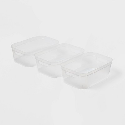 3pk Small Open Storage Bins Clear - Brightroom™: Portable Nesting Plastic Utility Tubs, 5.6 Volume, 12.25"x8"x4.25"