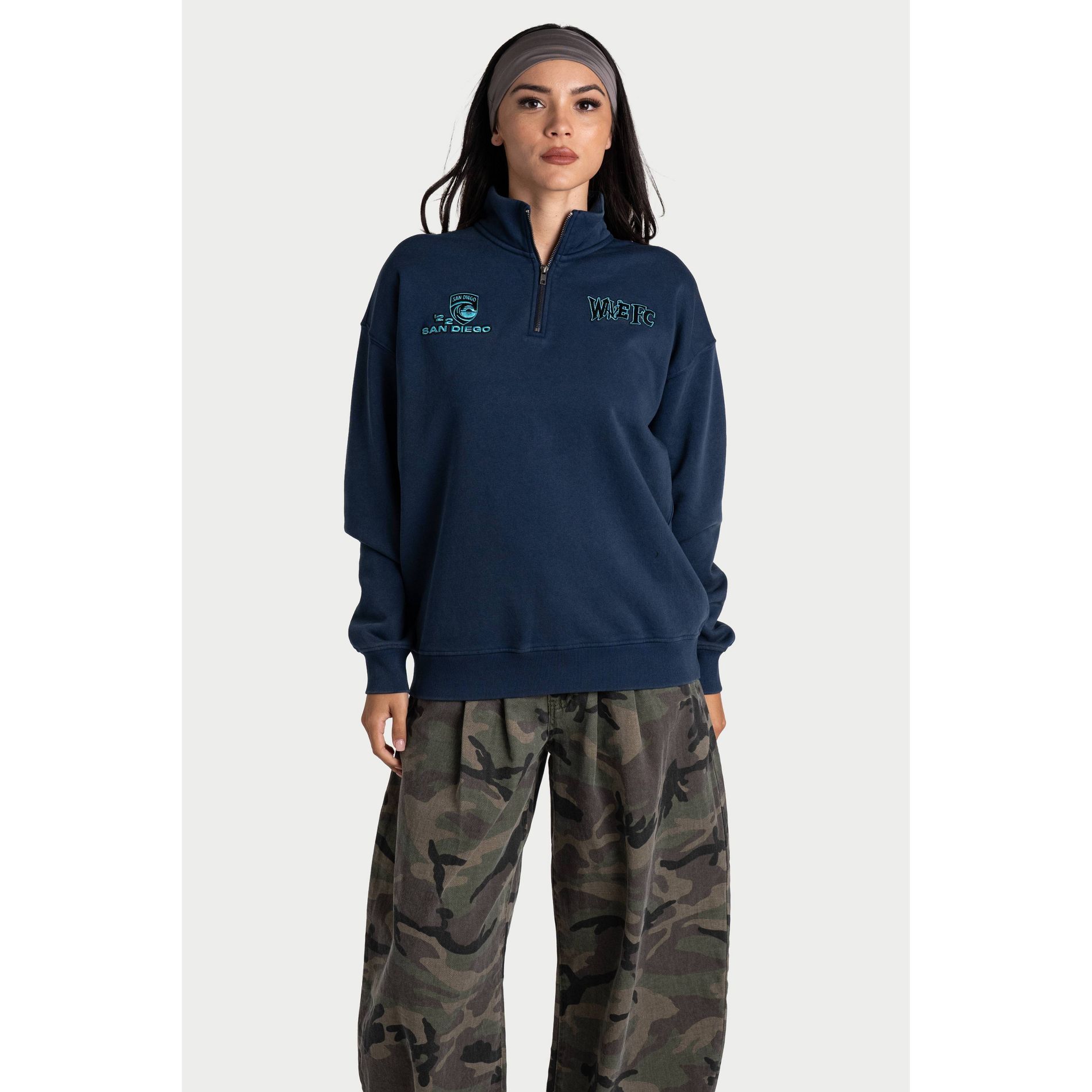 NWSL San Diego Wave Black Fleece Quarter Zip Sweatshirt - S