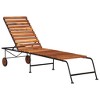 vidaXL Patio Sun Lounger Natural wood and black steel - 2 of 4