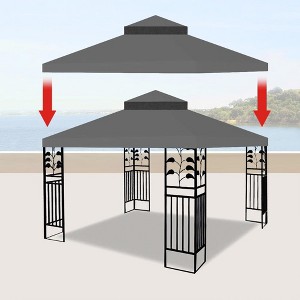 10x10 Ft Outdoor Patio Gazebo Replacement Canopy, Double Tiered Gazebo Tent Roof For 2 Tier Patio Garden Tent - 1 of 4