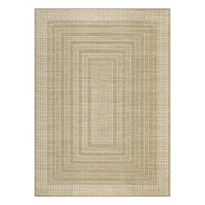 Washable Modern Geometric Bordered Living Room Rugs, Soft Thin Non Slip Large Throw Carpet for Dining Room Bedroom - 1 of 4