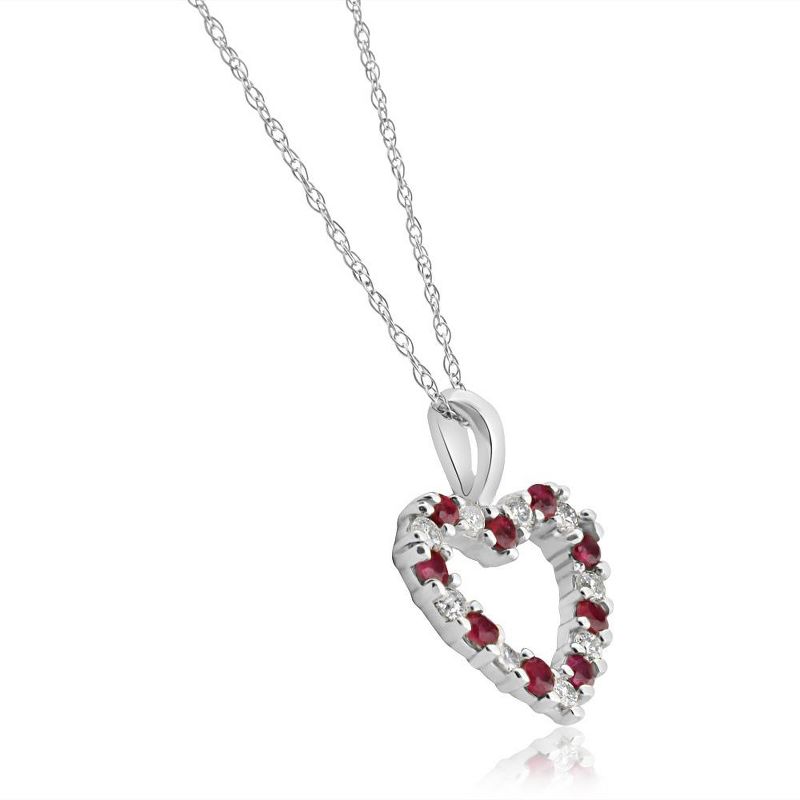 Pompeii3 1/2Ct Ruby & Diamond Heart Pendant in White, Yellow, or Rose Gold, 2 of 5