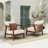 Solid Wood Outdoor Patio Lounge Chair,Curved Armrest Garden Lounge Chair,Comfy Woven Backrest Poolside Chair with Cushions-Coolbibila - 2 of 4