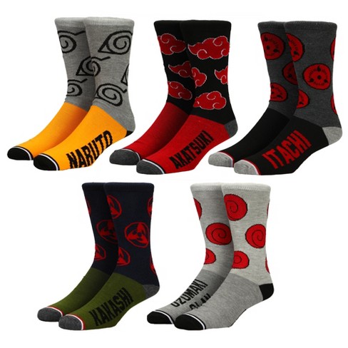  Naruto Shippuden Anime Cartoon Split Color Casual Crew Calcetines para hombres -pack Target