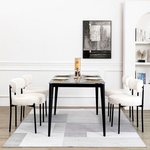 DYHOME Boucle Dining Chairs Set of 4, Mid Century Modern Kitchen Chairs with Curved Backrest and Metal Legs - 1 of 4
