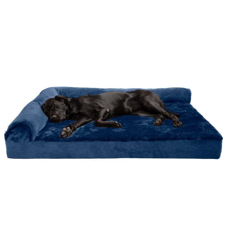 FurHaven Plush & Velvet Deluxe Chaise Lounge Cooling Gel Top Memory Foam Sofa Dog Bed, 1 of 4