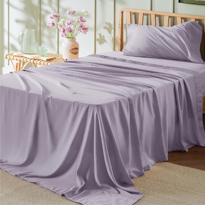 Bedsure | 3/4 Pcs Solid Embossed Soft Sheet & Pillowcase Bedding Set